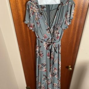 BLUE Floral Print Wrap Maxi Dress Lulus